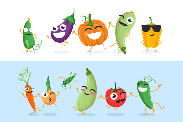 Funny Vegetable Characters Set Of Vector Isolated Illustrations Stock  Illustration - Download Image Now - iStock