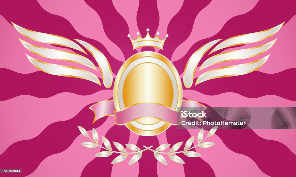 Emblema alato rosa - Illustrazione stock royalty-free di Ala di animale