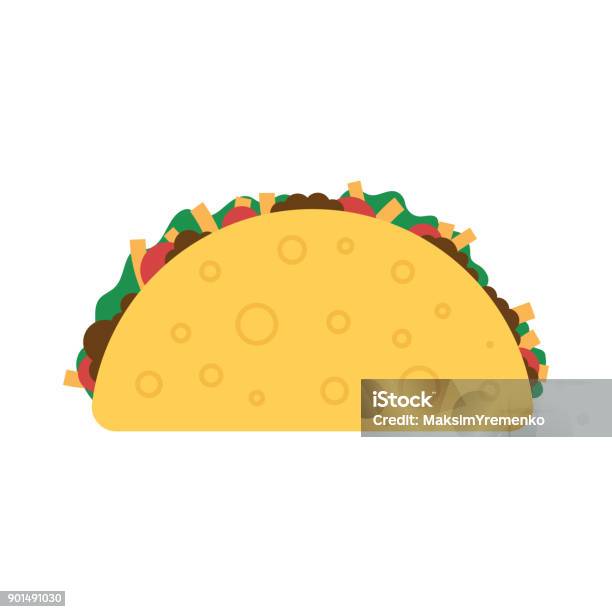 Taco Cibo Messicano - Immagini vettoriali stock e altre immagini di Taco - Taco, Vettoriale, Illustrazione