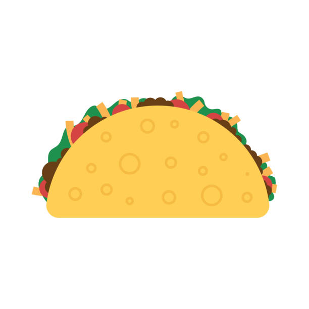 Taco mexican food. Taco vector illustration in flat style. Taco mexican food. Traditional tacos isolated from background. Taco fast food. taco stock illustrations