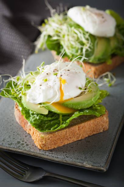 istock breakfast toast with avocado, poached egg and alfalfa sprouts 901492114