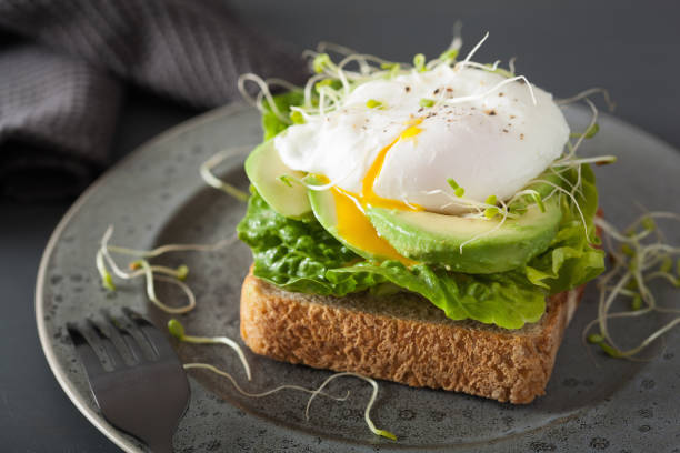 istock breakfast toast with avocado, poached egg and alfalfa sprouts 901492270