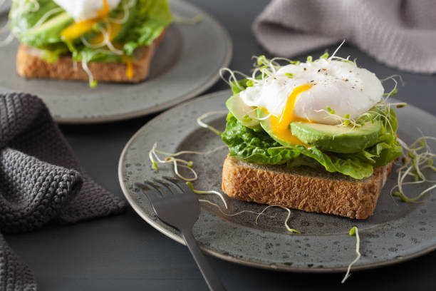 istock breakfast toast with avocado, poached egg and alfalfa sprouts 901492552