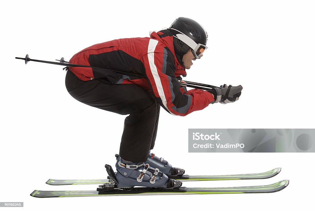 Sciatore uomo in posa Aerodinamico - Foto stock royalty-free di Sci - Sci e snowboard