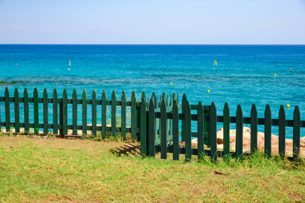 Wooden fence painted dark green