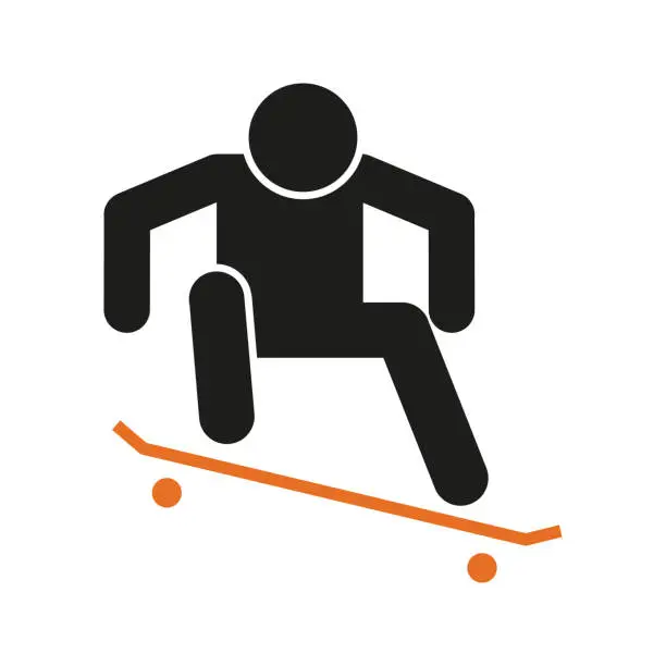 Vector illustration of Simple Skateboard Ollie Sport Figure Symbol Vector Illustration