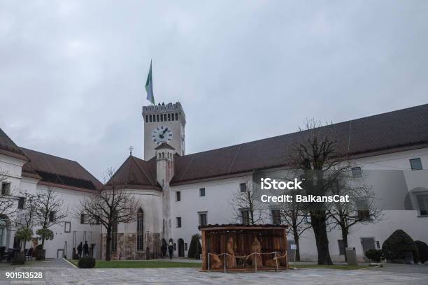 Outlook Tower Taken From The Inner Courtyard Of Ljubljana Castle During A Cloudy Rainy Day The Fortress Is One Of The Symbols Of Ljubljana Capital City Of Slovenia Stock Photo - Download Image Now