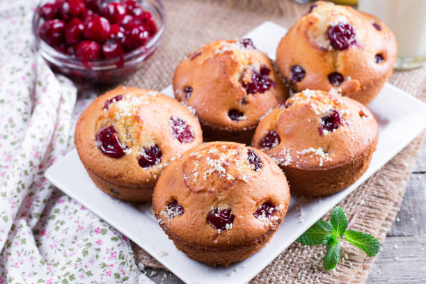 istock Cherry muffins on the plate 901521894