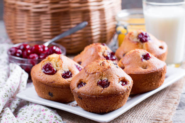 istock Homemade muffins with cherries 901521900