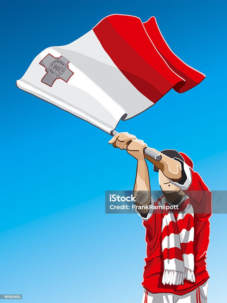 Мальта размахивающий лапами Флаг Футбол вентилятор - Стоковые иллюстрации European Football Championship роялти-фри