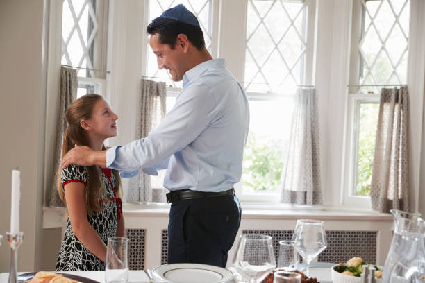 istock Jewish man standing with daughter before Shabbat meal 901526582