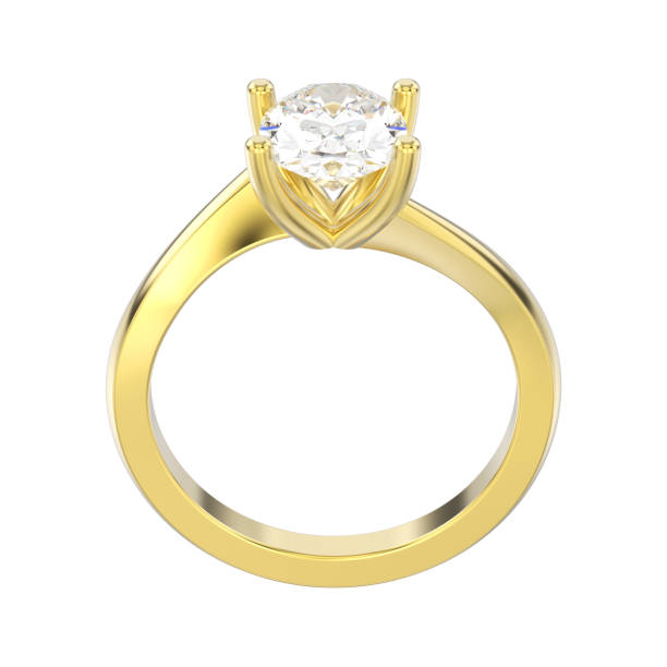 istock 3D illustration isolated yellow gold engagement illusion twisted ring with diamond 901527092
