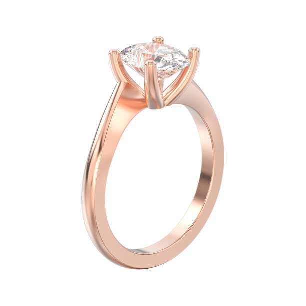 istock 3D illustration isolated rose gold engagement illusion twisted ring with diamond 901527114