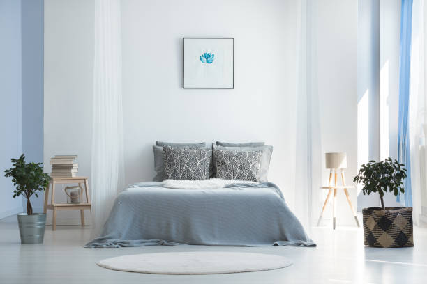 istock Bedroom with minimalist bohemian design 901527280