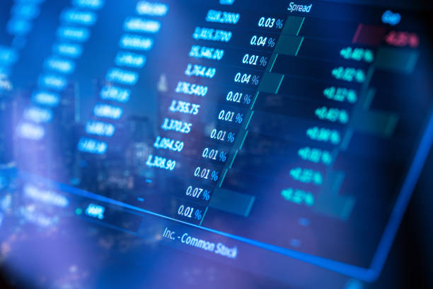 istock Financial trading chart at digital display 901527582