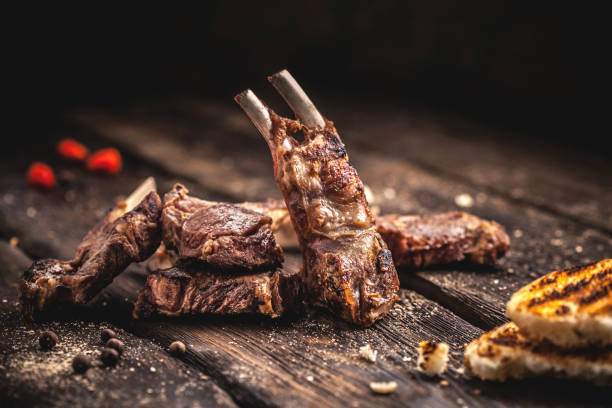 istock Grilled lamb chops on wooden table 901530150