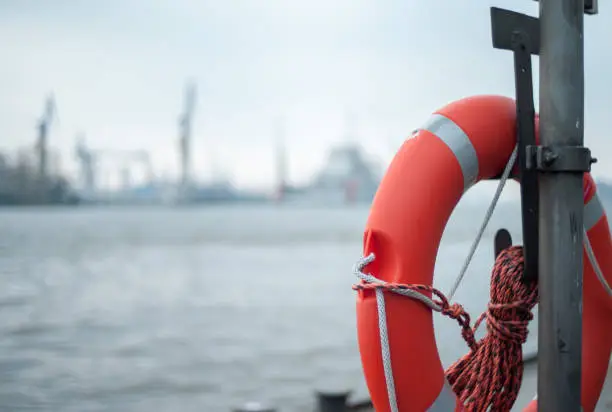 Lifebuoy in the port of Hamburg