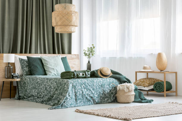 istock Rattan lamp in bedroom interior 901533426
