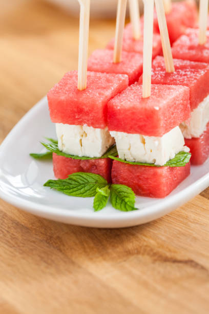 istock Watermelon white cheese feta skewer 901535486