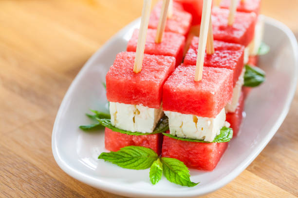 Watermelon white cheese feta skewer