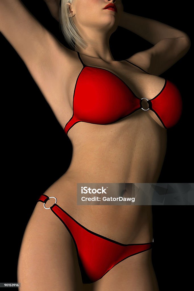 Digital donna indossando Bikini rosso. - Foto stock royalty-free di Bikini