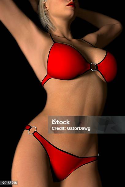Digital Donna Indossando Bikini Rosso - Fotografie stock e altre immagini di Bikini - Bikini, Zona inguinale, 18-19 anni
