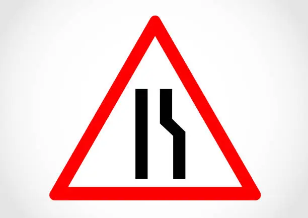 Vector illustration of Road narrows sign
