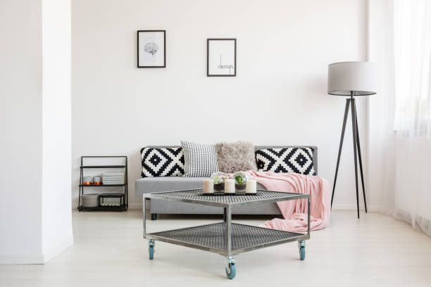 istock Industrial living room with table 901539530