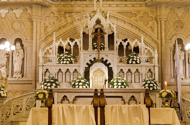 istock Altar in a gothic church 90154174