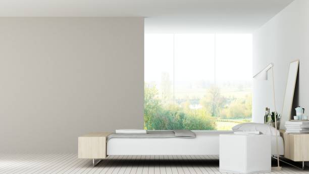 istock The interior bedroom space 3d rendering and nature view 901545276