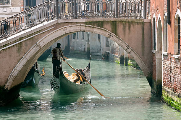 gondola na niewielki kanał w ramach bridge w venice. (xxl - venice italy italy arch bridge nautical vessel zdjęcia i obrazy z banku zdjęć