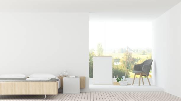 istock The interior bedroom space 3d rendering and nature view 901546100