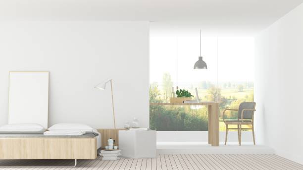 istock The interior bedroom space 3d rendering and nature view 901546150