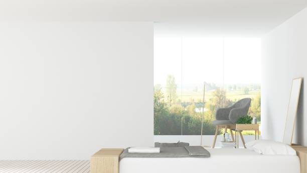 istock The interior bedroom space 3d rendering and nature view 901546264