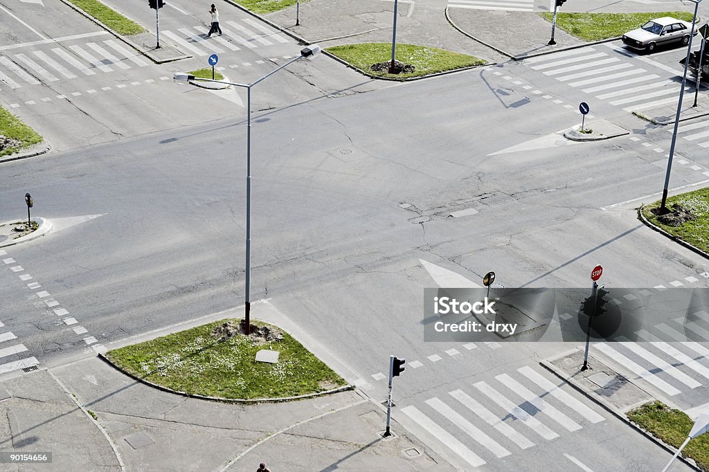 Straße, Kreuzung von oben - Lizenzfrei Asphalt Stock-Foto