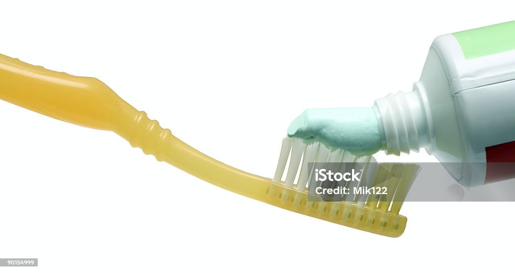 Escova de Dentes com Pasta de Dentes - Royalty-free Azul Foto de stock