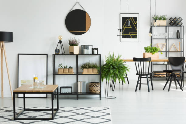 istock Round mirror in spacious room 901550414