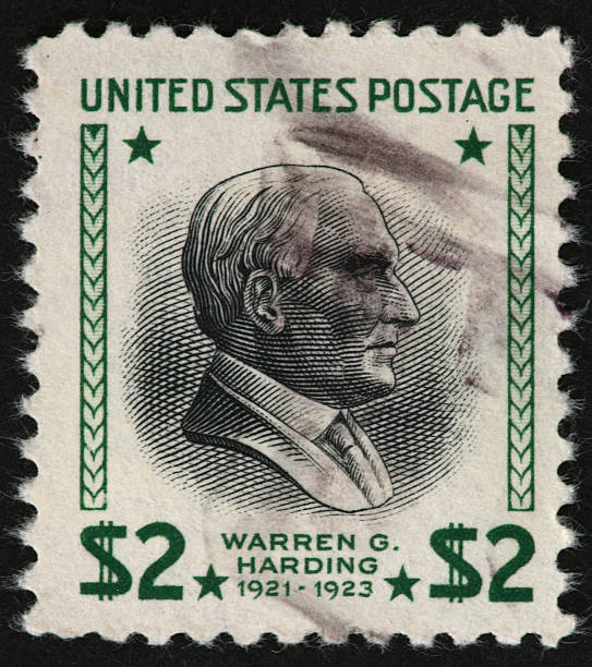 bollo di warren harding - president postage stamp profile usa foto e immagini stock