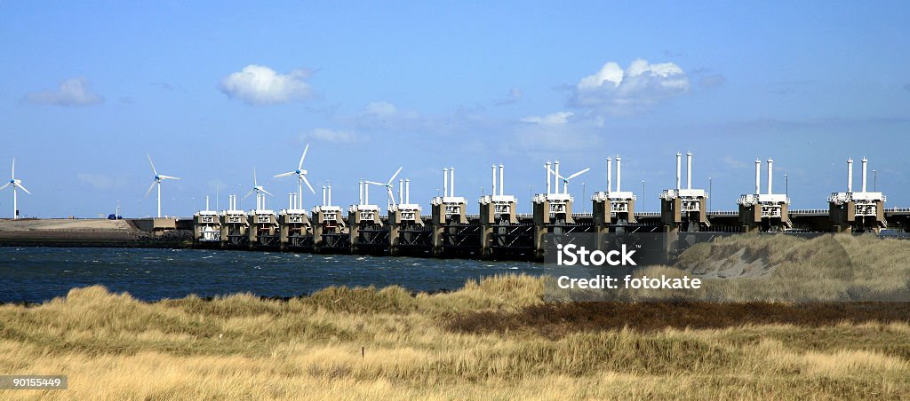 Delta Works – Niederlande - Lizenzfrei Windkraftanlage Stock-Foto