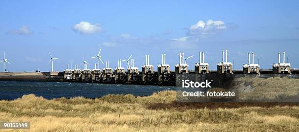 Delta Works Niederlande Stockfoto und mehr Bilder von Windkraftanlage - Windkraftanlage, Abflussrinne, Brücke