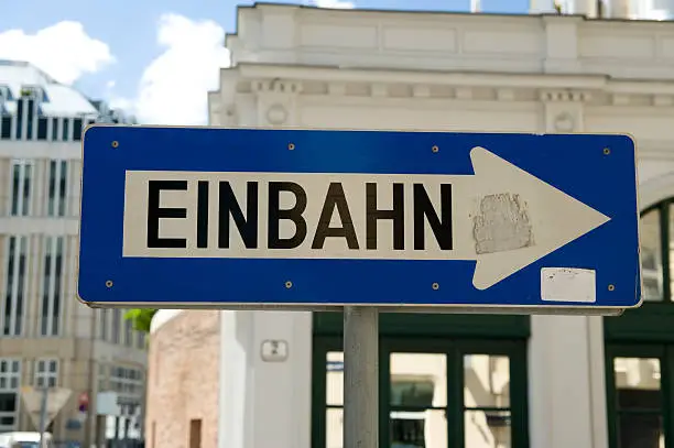 oneway road sign in Vienna, Austria