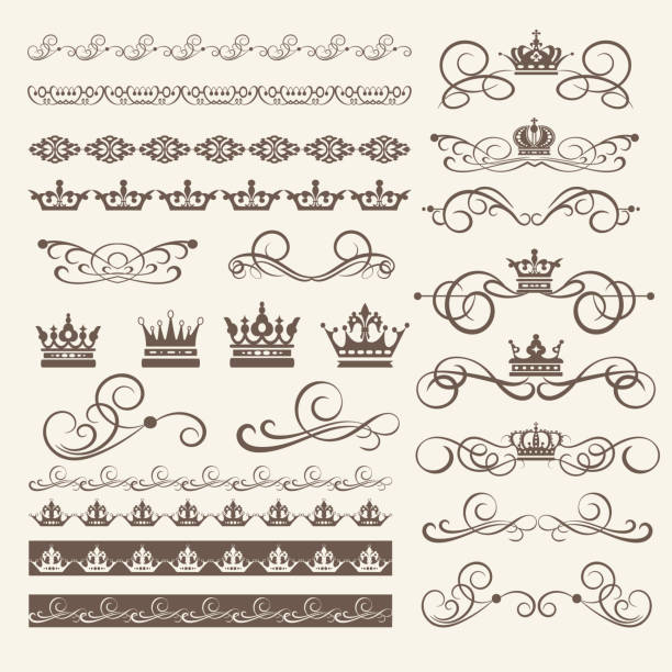 elementy projektu, obramowanie, ramka i wiry. obraz wektorowy - gothic style scroll floral pattern victorian style stock illustrations