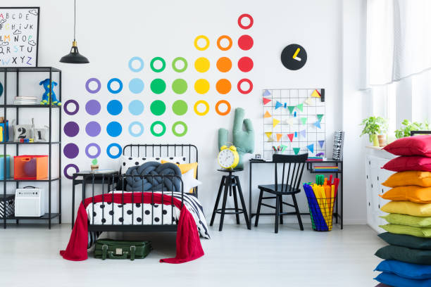 istock Rainbow sticker in kid's bedroom 901558808