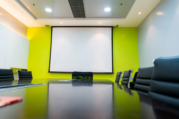 istock the blank display/projector display in the business meeting room 901559556