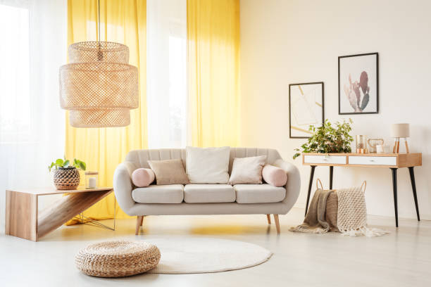istock Lamp in bohemian living room 901559966