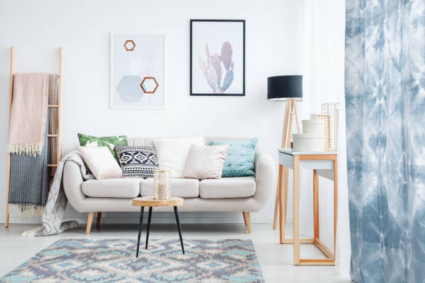 istock Blue curtain in living room 901559976