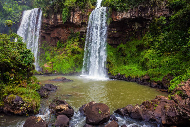 istock Two powerful fairy waterfalls 901563344