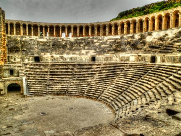 istock Beautiful landscape of Aspendos, turkish coloseum 901567250