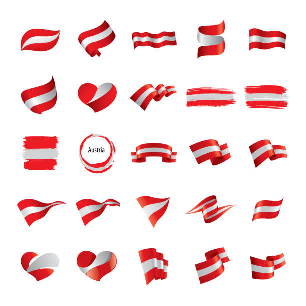 österreich flagge, vektor-illustration - austria stock-grafiken, -clipart, -cartoons und -symbole