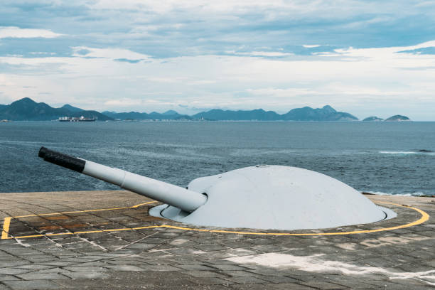Turret with two 190 mm guns at Fort Copacabana, Rio de Janeiro, Brazil used as a defence of the city